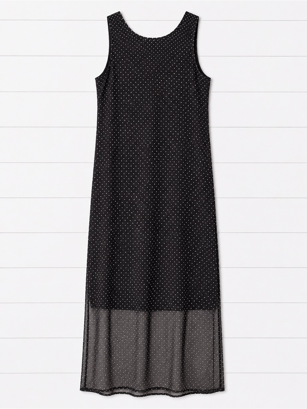 Vintage Style Exchange Black Polka Dot Mesh Maxi Dress Size Large - Picture 3 of 5